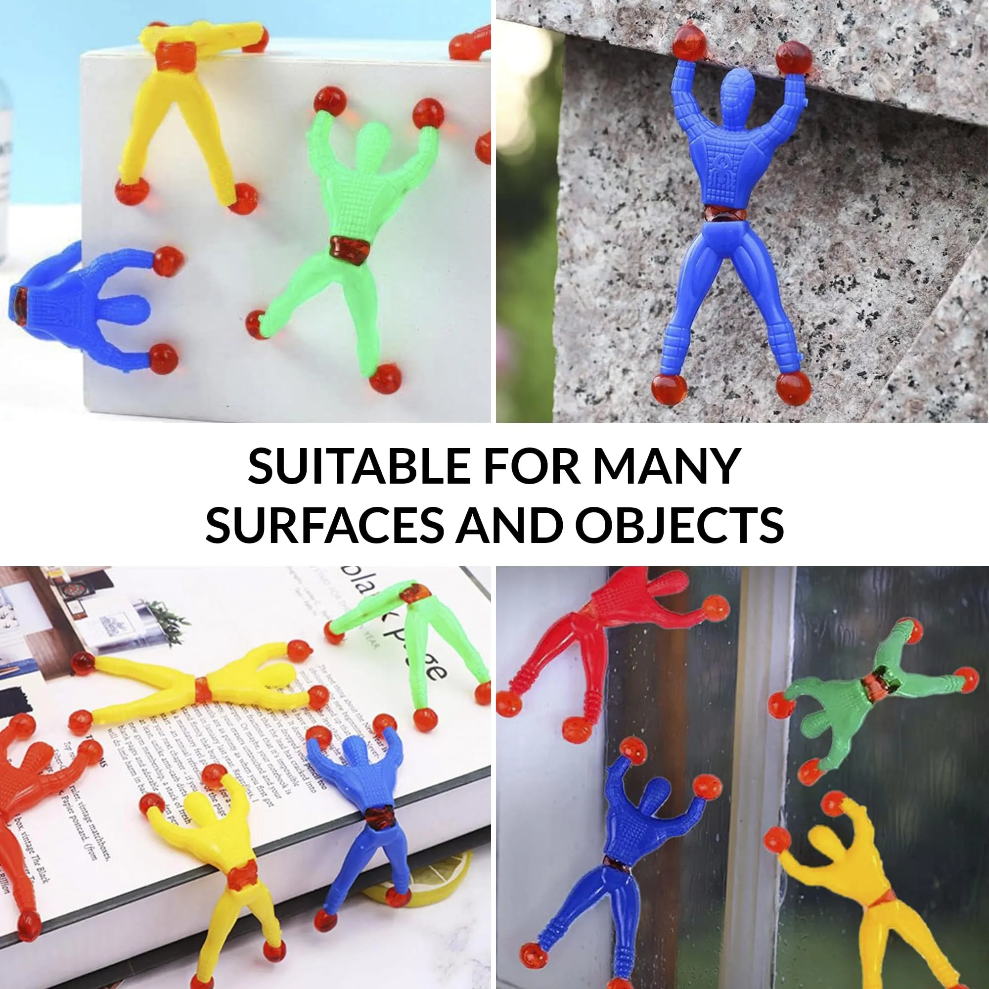 Kidology Wall Climbing Man Sticky Wall Climber Toy Rolling Man for Kids Stretchy Sticky Novelty Toy for Children Toys Gift for Kids chipko Sticky Wall Climbing Toys (Pack of 12)