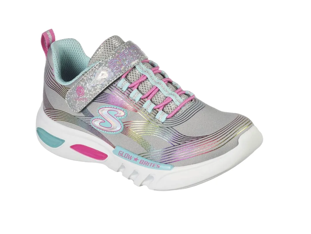 Kids Girls Skechers Glow - Brites Shoes Grey / Multi