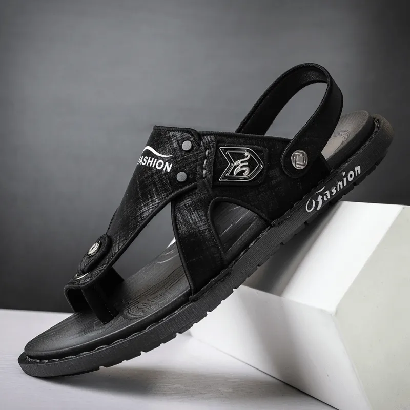 kkboxly kkboxly Men Microfiber Leather Two-Ways Soft Breathable Non-Slip Casual Outdoor Sandals