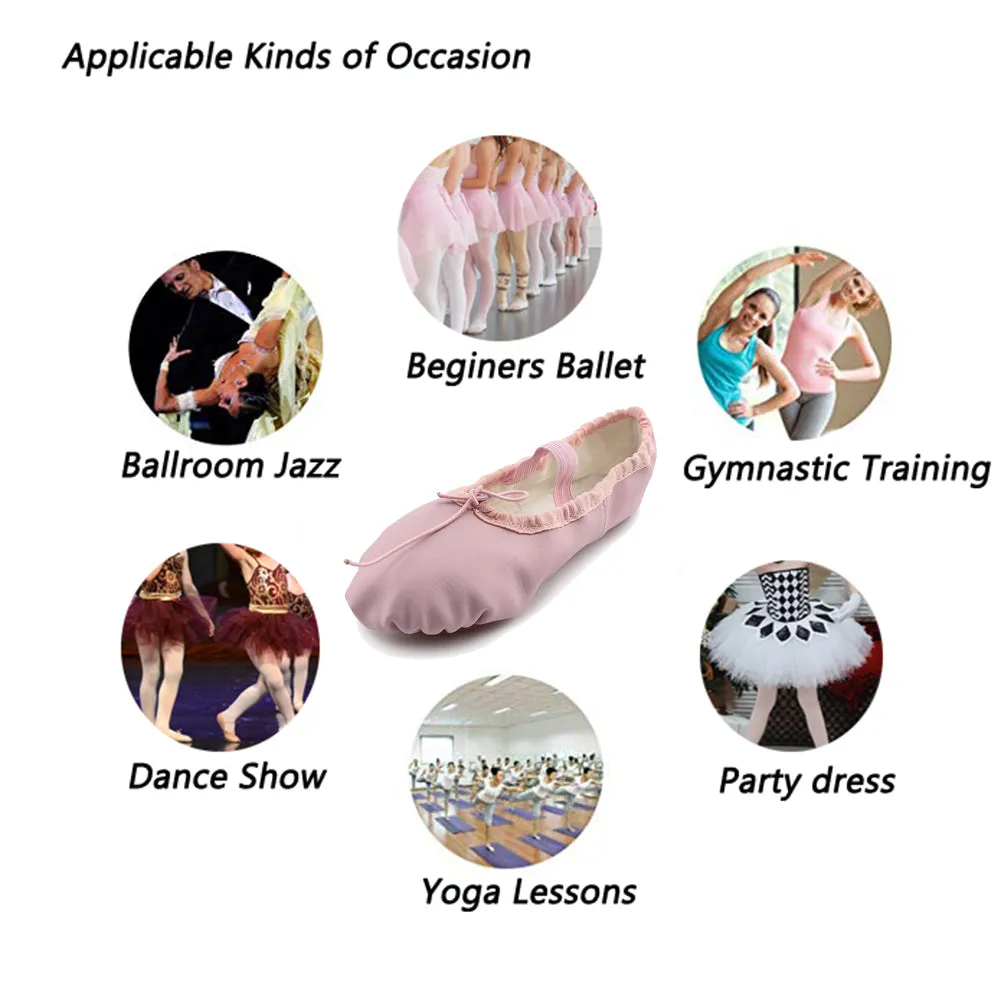 Leather Dance Performa Shoes for Kids Girls Ballet Gymnastic Flats