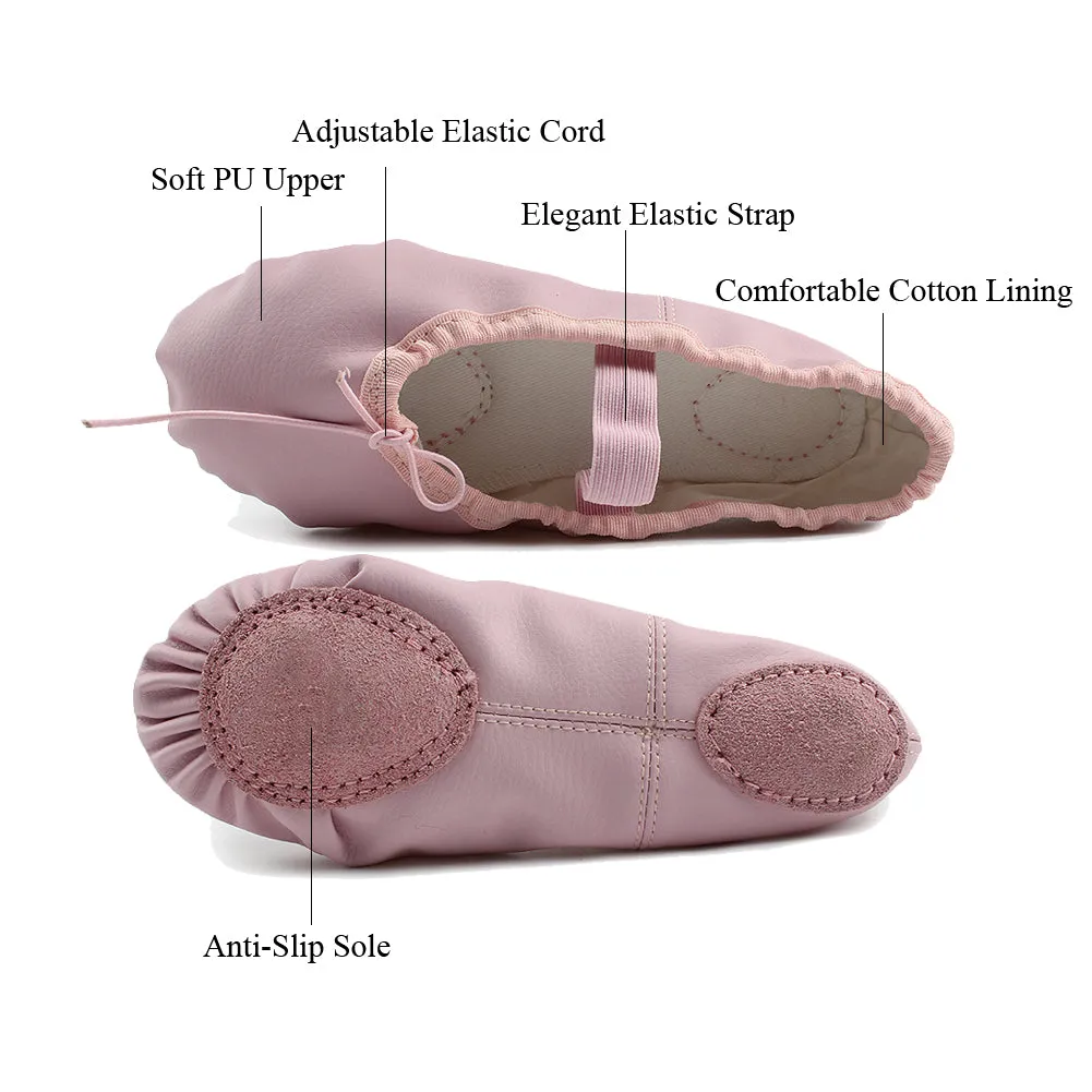 Leather Dance Performa Shoes for Kids Girls Ballet Gymnastic Flats