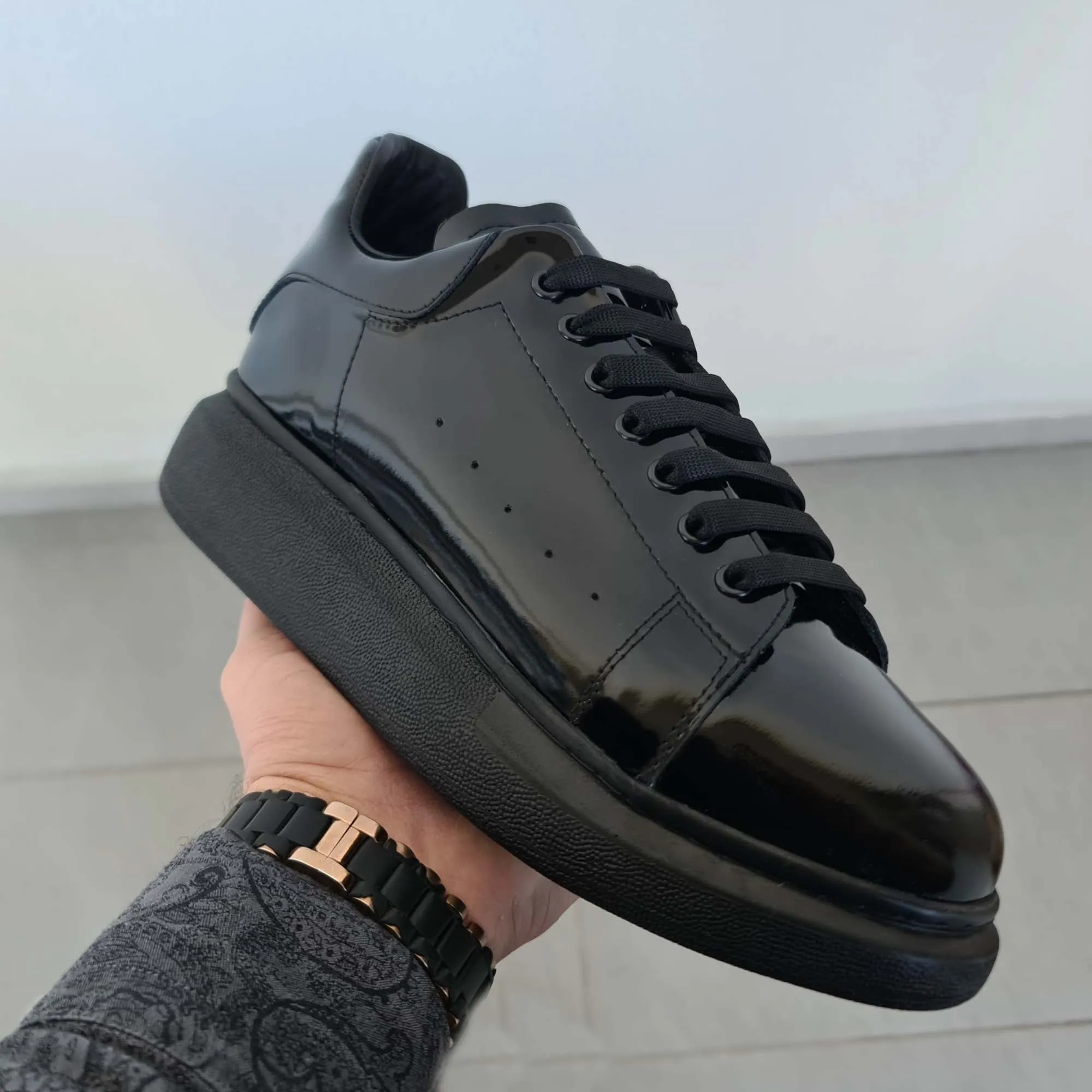 Lift Black Patent Leather Sneakers | Platform High Sole