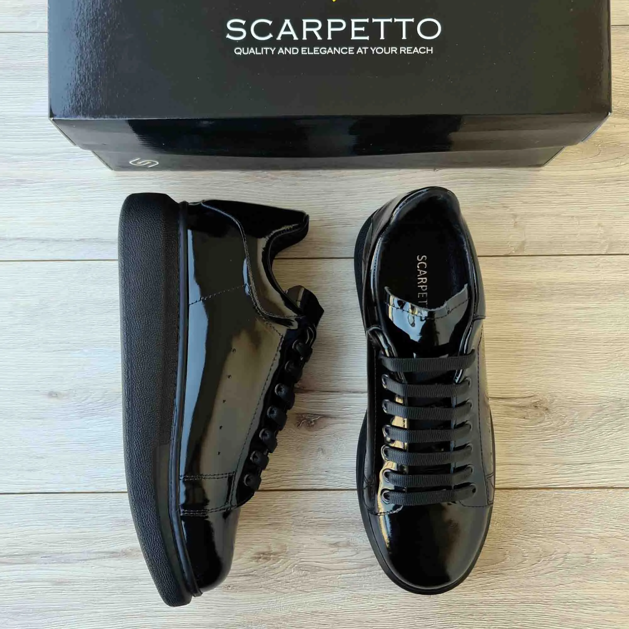 Lift Black Patent Leather Sneakers | Platform High Sole