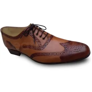 Men Brown Oxford Brogue Wingtip Genuine Leather Shoes