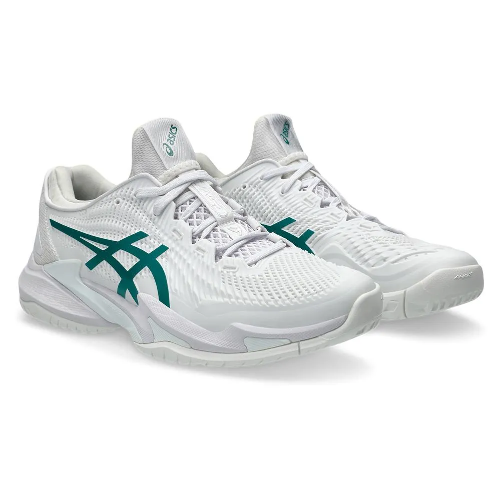 Mens Court FF 3 Novak Tennis Shoes White and Pitch Green