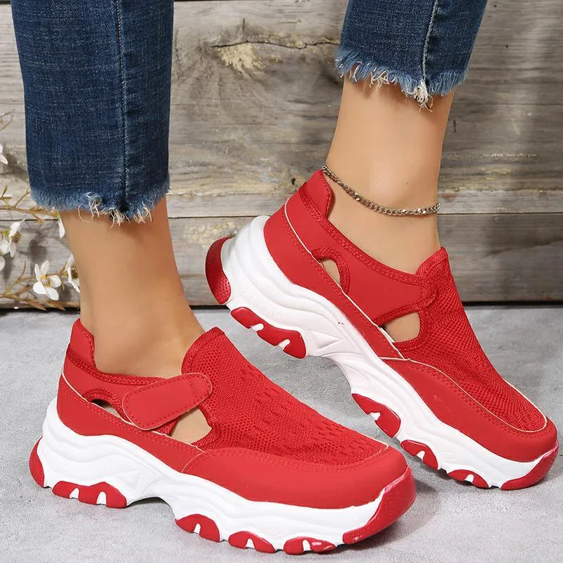 Mesh Sport Shoes Women Fashion Outdoor Flat Heel Round Toe Preppy Running Shoes