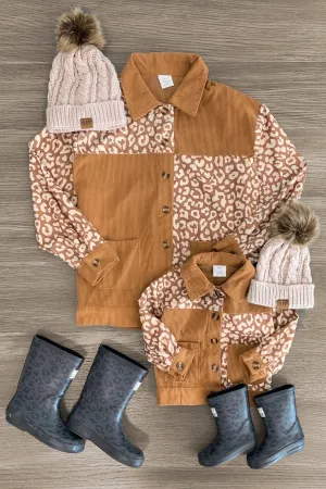 Mom & Me - Corduroy Leopard Button Down Top