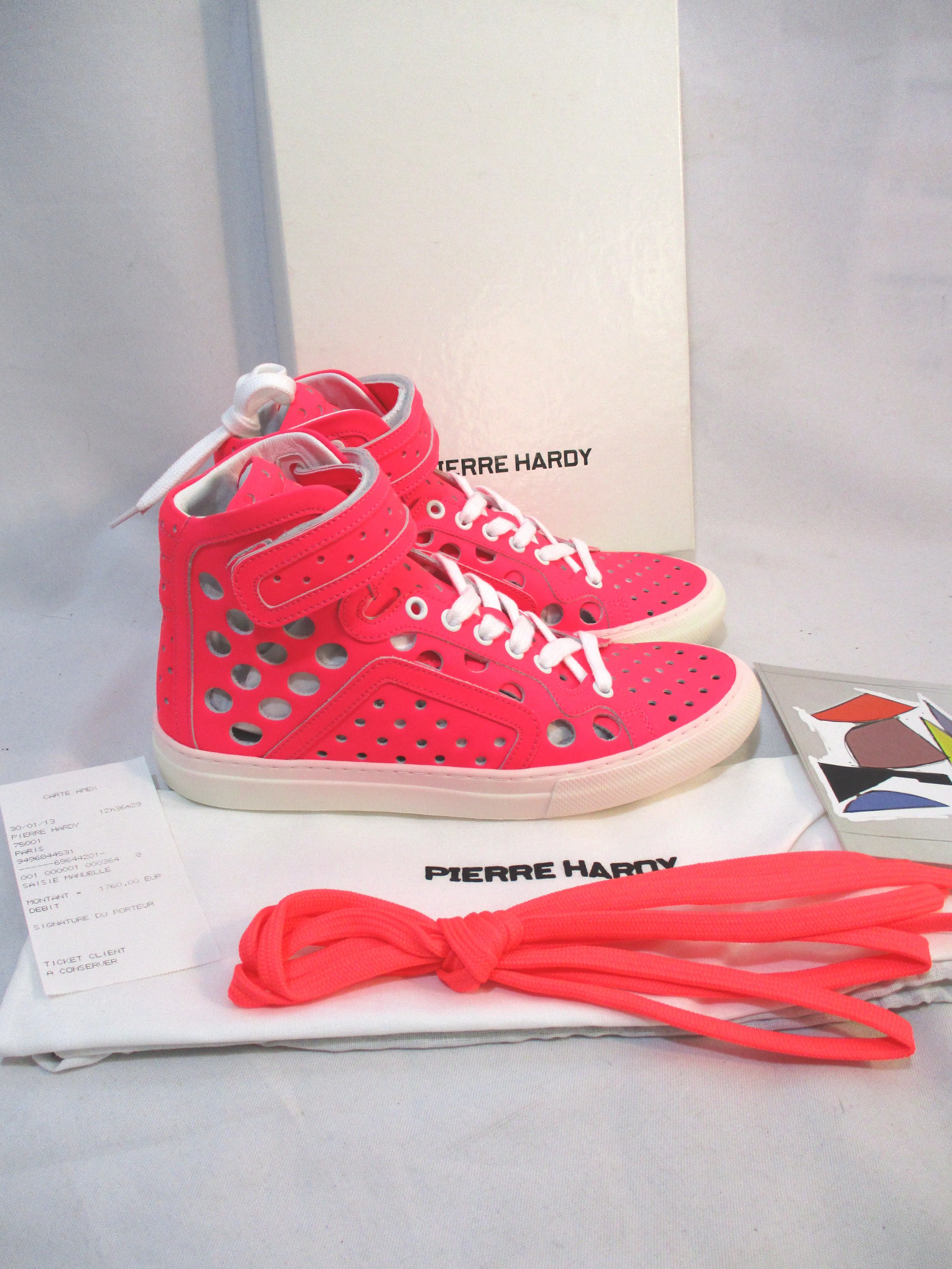 NEW PIERRE HARDY GUM CALF Sneaker TRAINER Shoe 36 NEON PINK