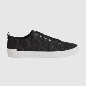 New Vulcanized Lace-Up Low All Over Print Sneakers - Black