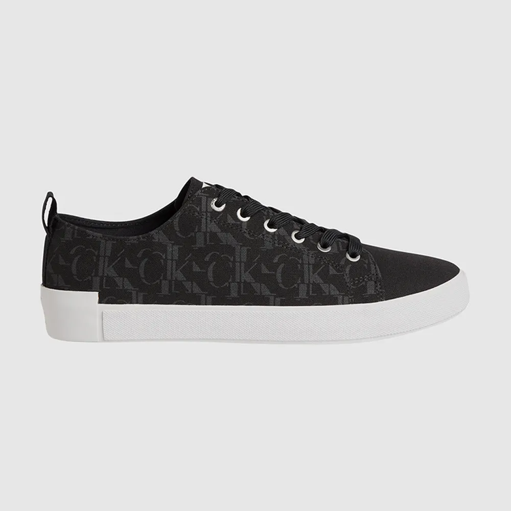 New Vulcanized Lace-Up Low All Over Print Sneakers - Black