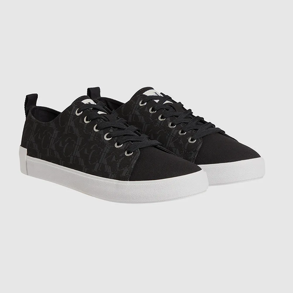 New Vulcanized Lace-Up Low All Over Print Sneakers - Black