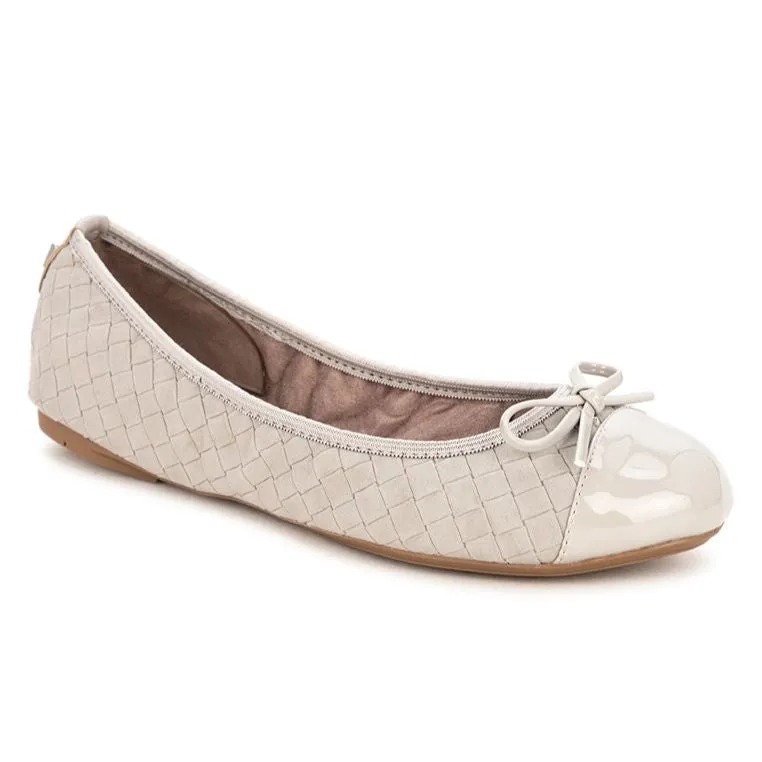 OLIVIA Ballet Flat Shoes - Grey Suede W/ Emboss