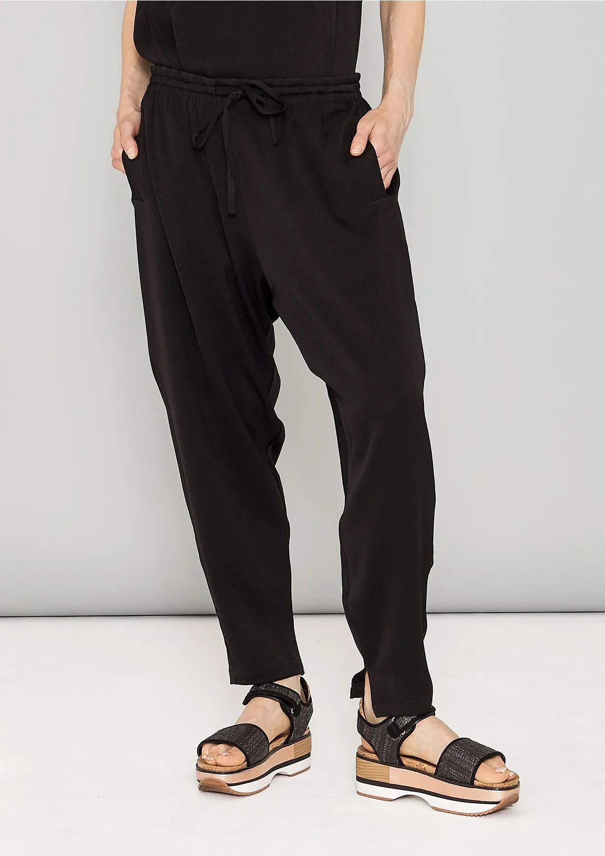 PANTS LOOSE ELASTIC - HEAVY DRAPING black