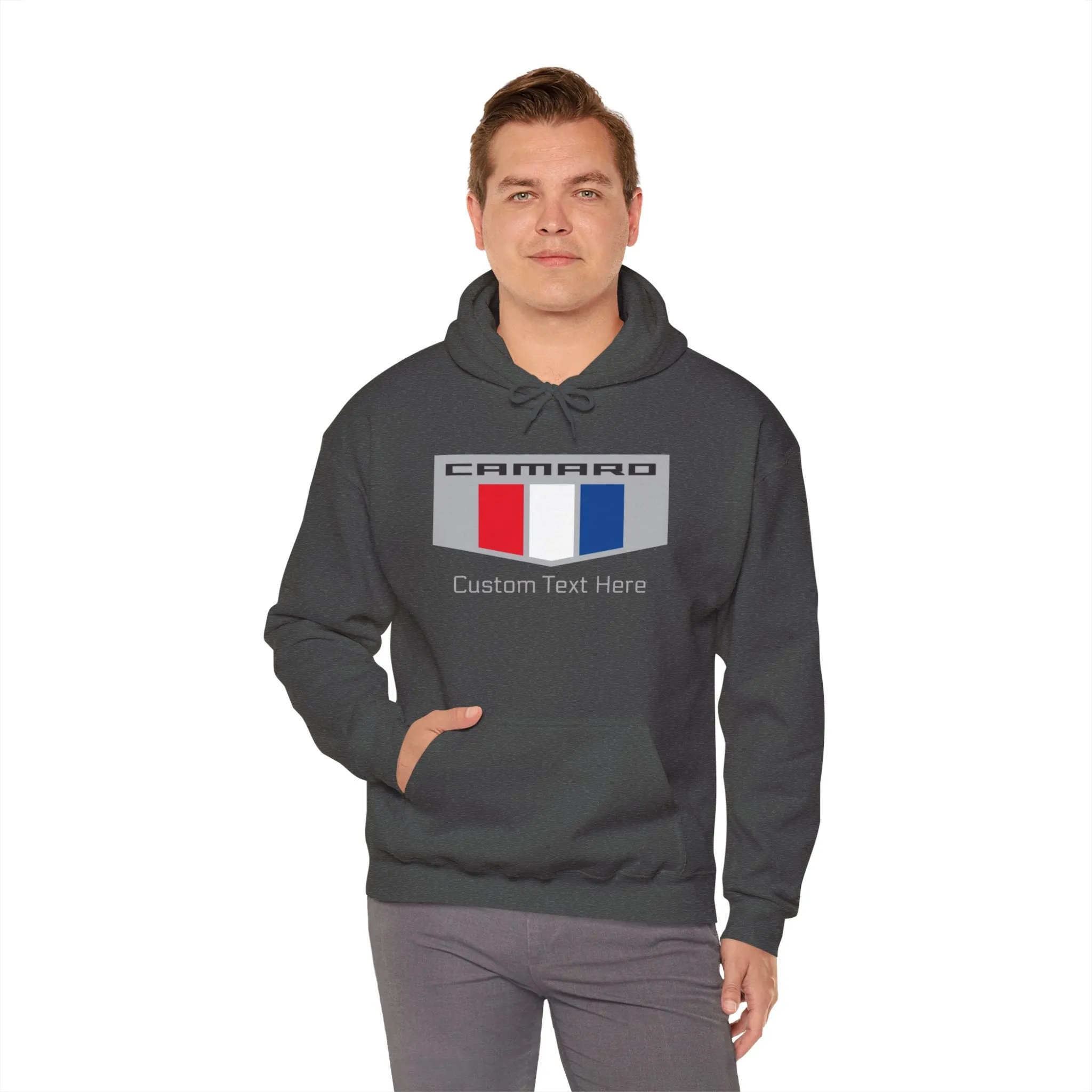 Personalized Camaro 3 Color Racing Flag Logo Unisex Fleece Hoodie