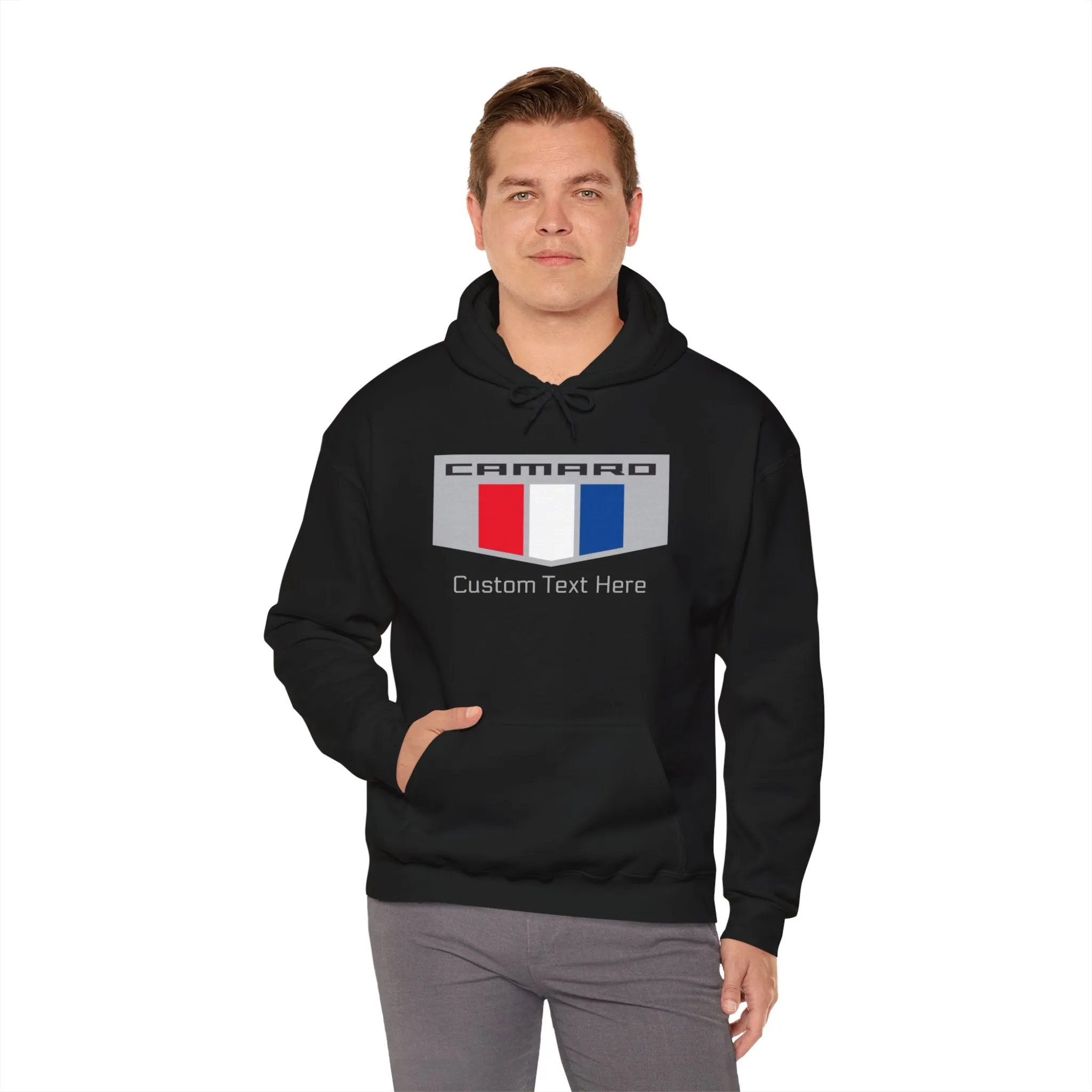 Personalized Camaro 3 Color Racing Flag Logo Unisex Fleece Hoodie