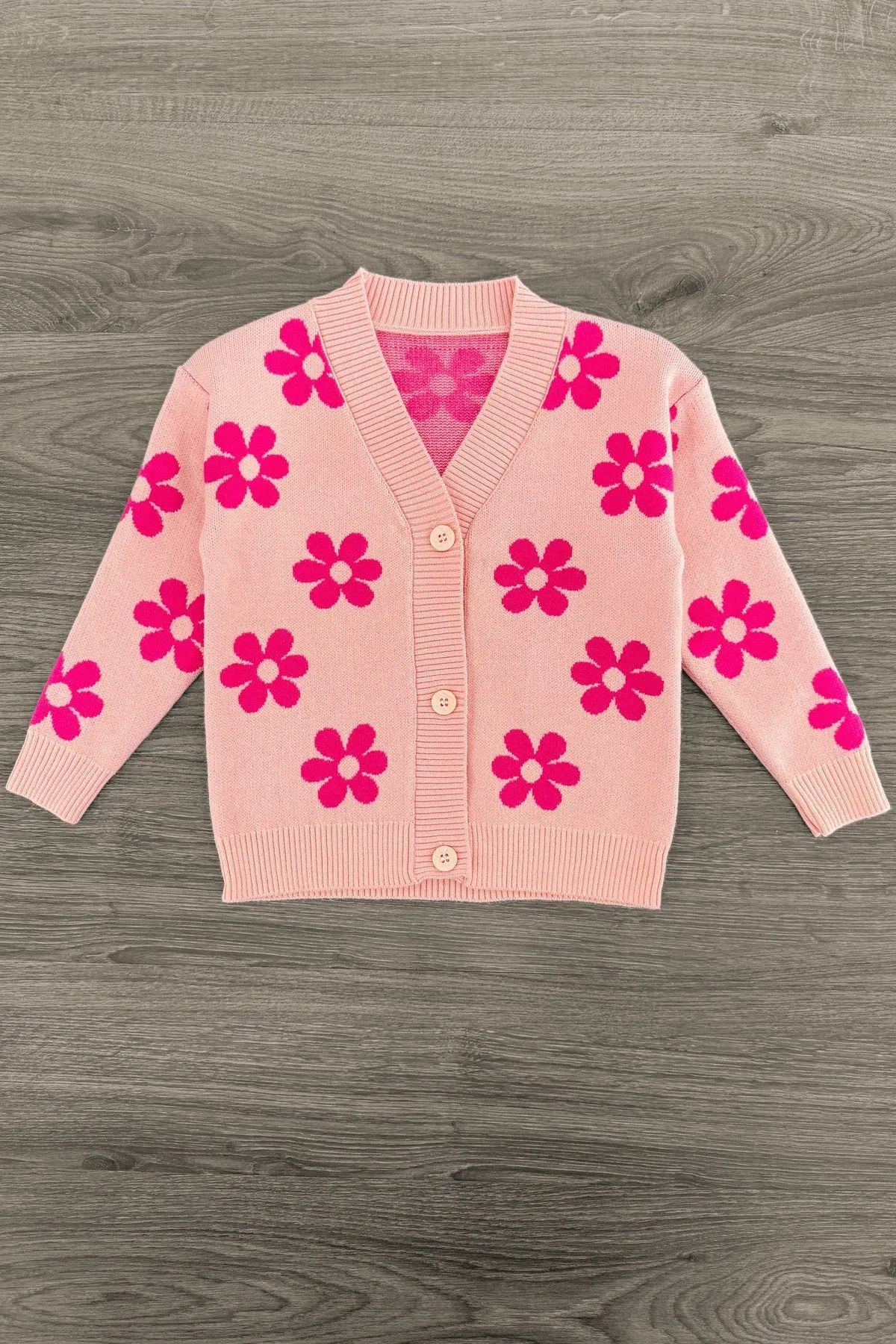 Pink Flower Sweater Cardigan