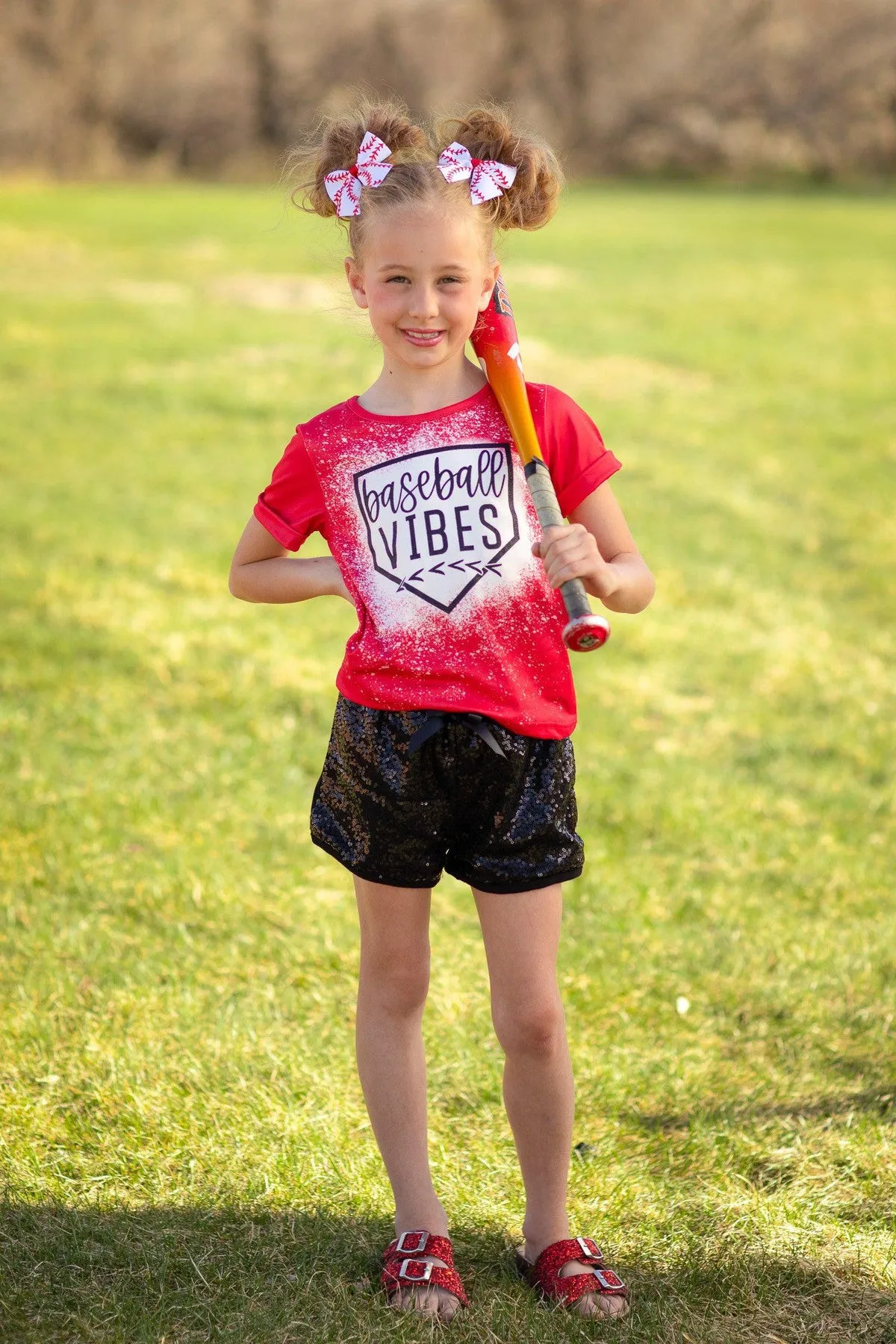 "Baseball Vibes" Sequin Short Set