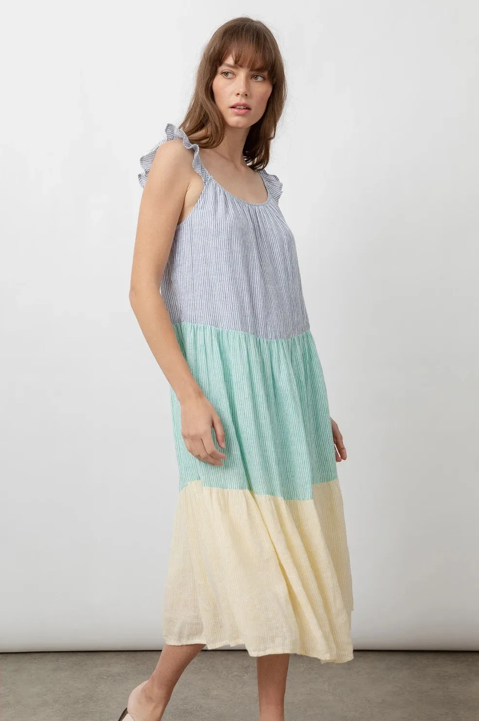 Rails - Capri Dress in Mixed Rainbow Stripe