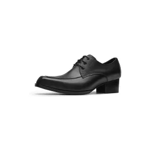 Refined Leather Pointed Toe Derby Dress Shoes