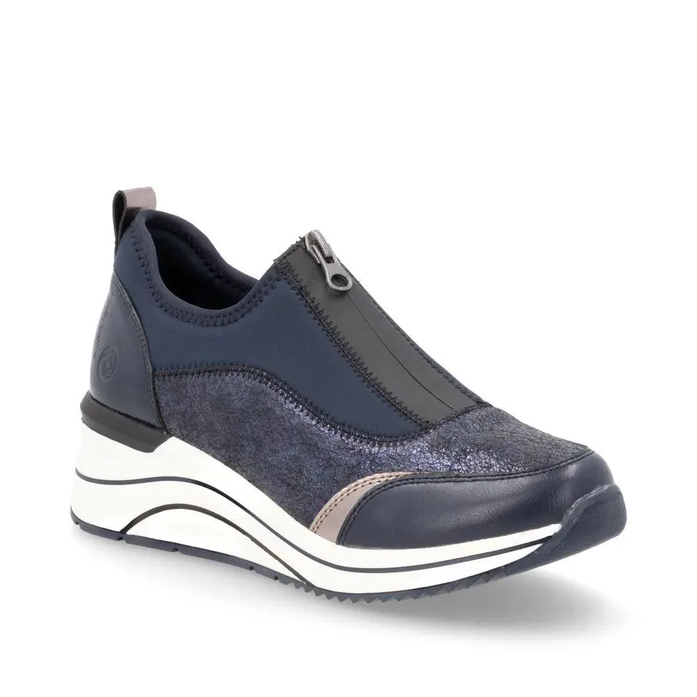 Remonte D0T08-12 X Elizabeth Hurley D0T08-02 Arbela Navy Multi Wedge Zip Front Trainers