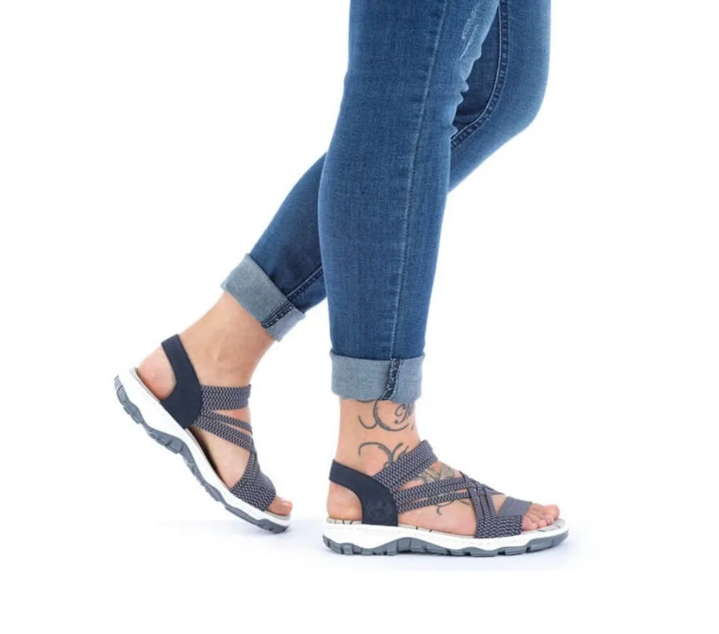 Rieker 68888-14 Navy Stretchy Strappy Walking Sandals