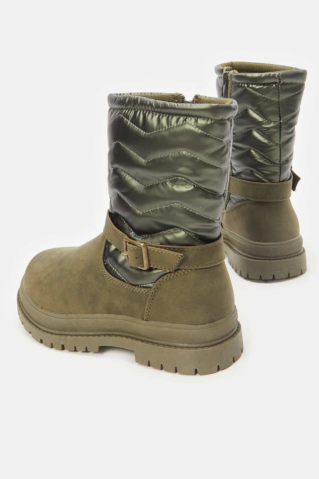 Senior Girls Olive Ankle Length Boots