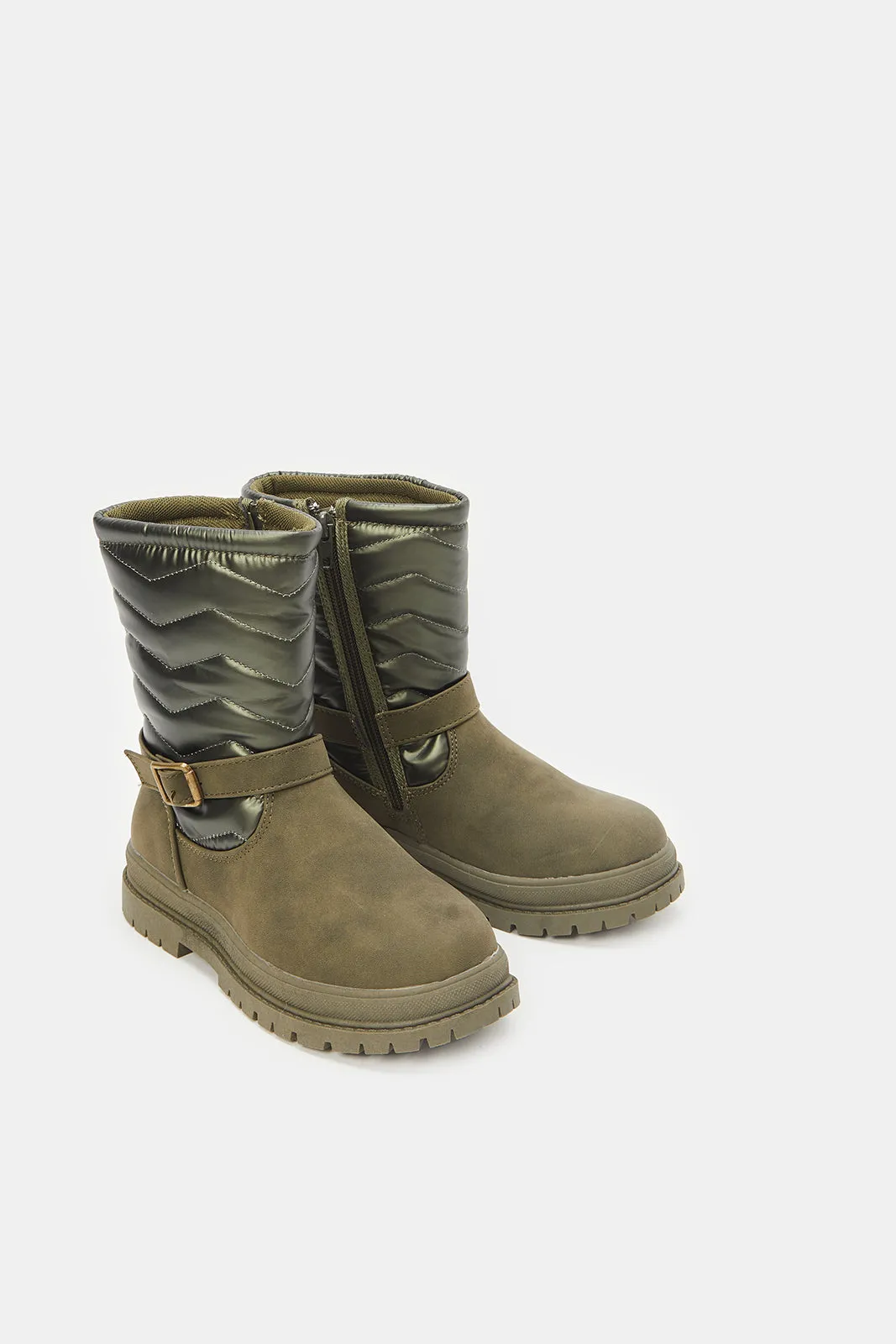 Senior Girls Olive Ankle Length Boots