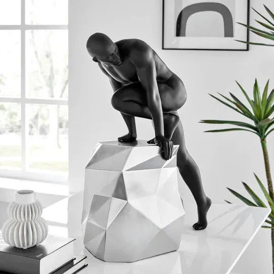 Sensuality Man Sculpture // Matte Black And Chrome - Home Decor