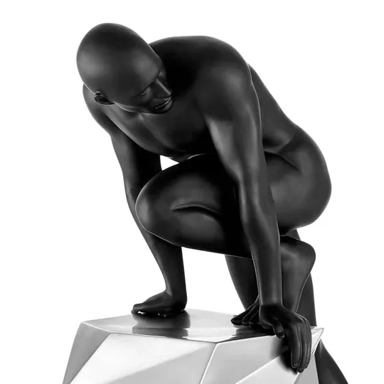 Sensuality Man Sculpture // Matte Black And Chrome - Home Decor