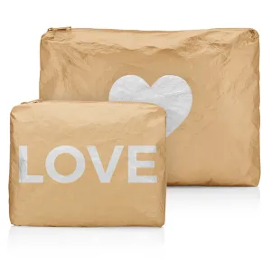 Set of Two - Jumbo & Medium Packs - Gold with Silver LOVE and Heart