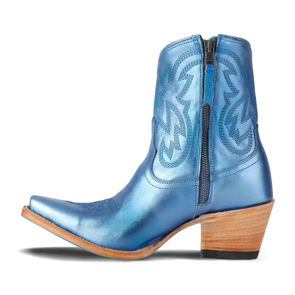 Smokeshow Embroidered Metallic Snip Toe Zippered Cowboy Booties