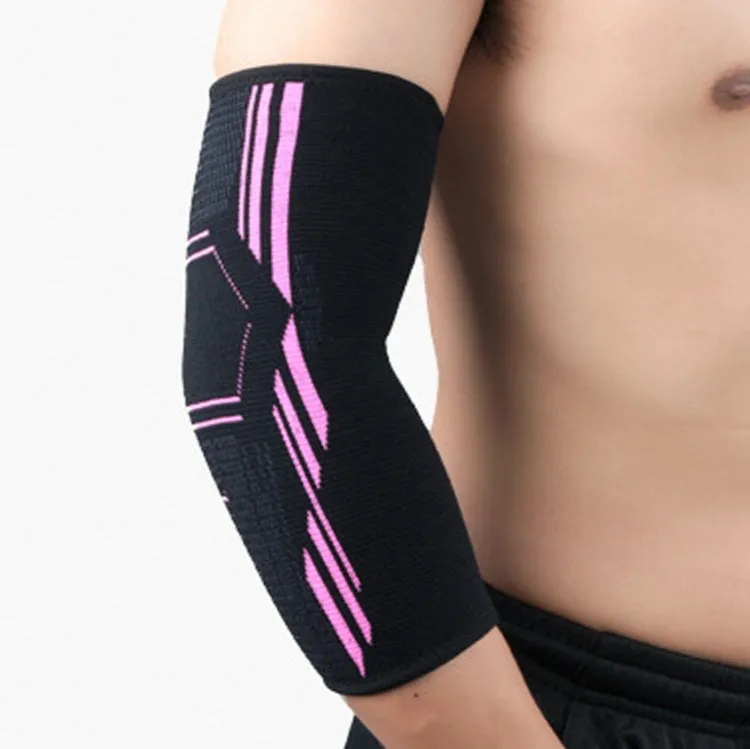 Sports Elbow Pads Breathable Pressurized Arm Guards Basketball Tennis Badminton Elbow Protectors, Size: M (Black Pink)