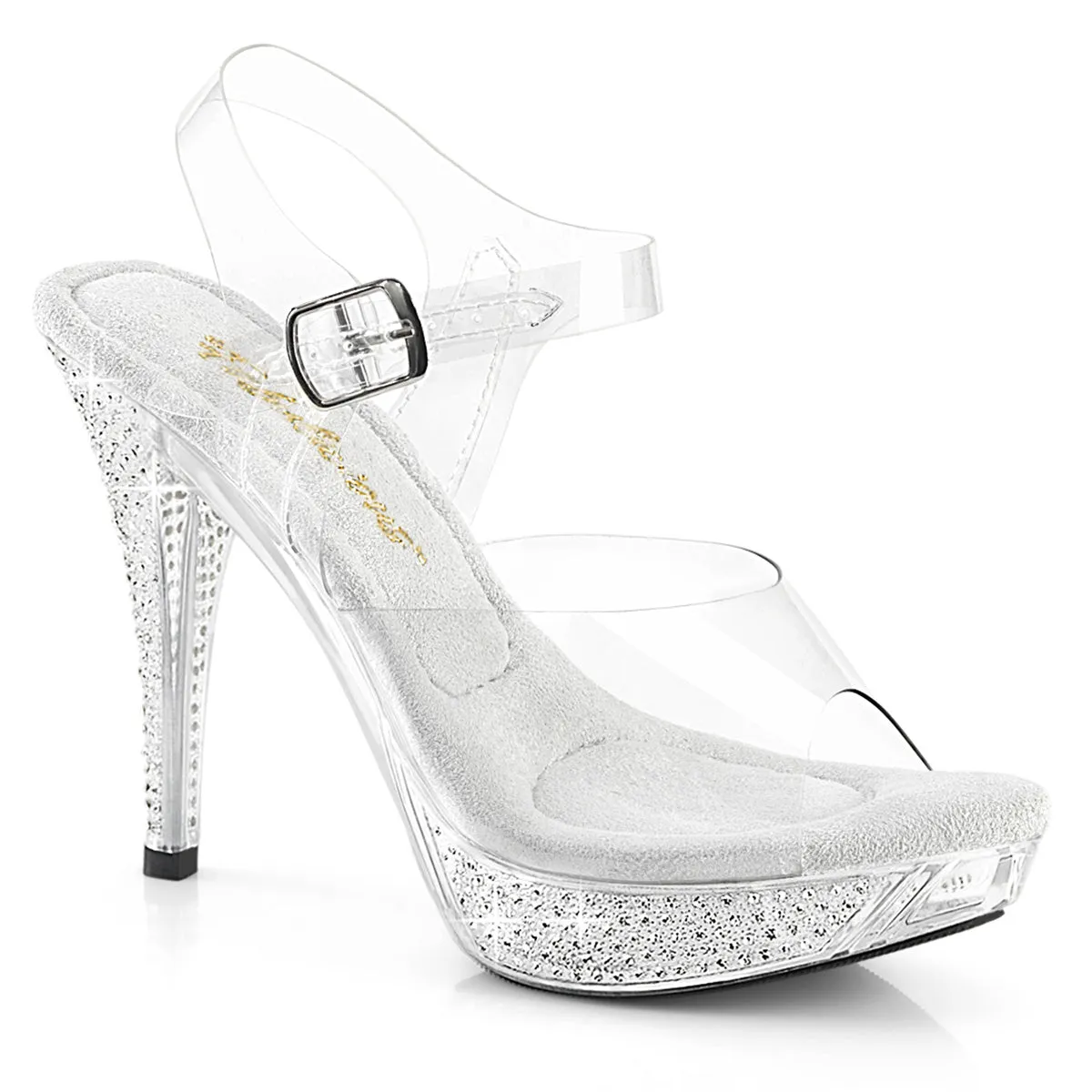 Star of the Night Rhinestone Platform Sandals Clear