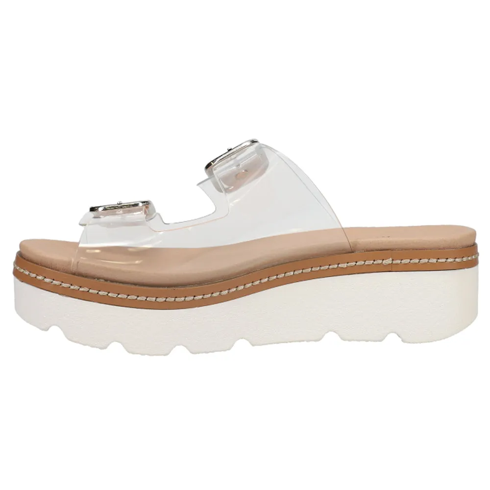 Surfs Up Clear Platform Slide Sandals