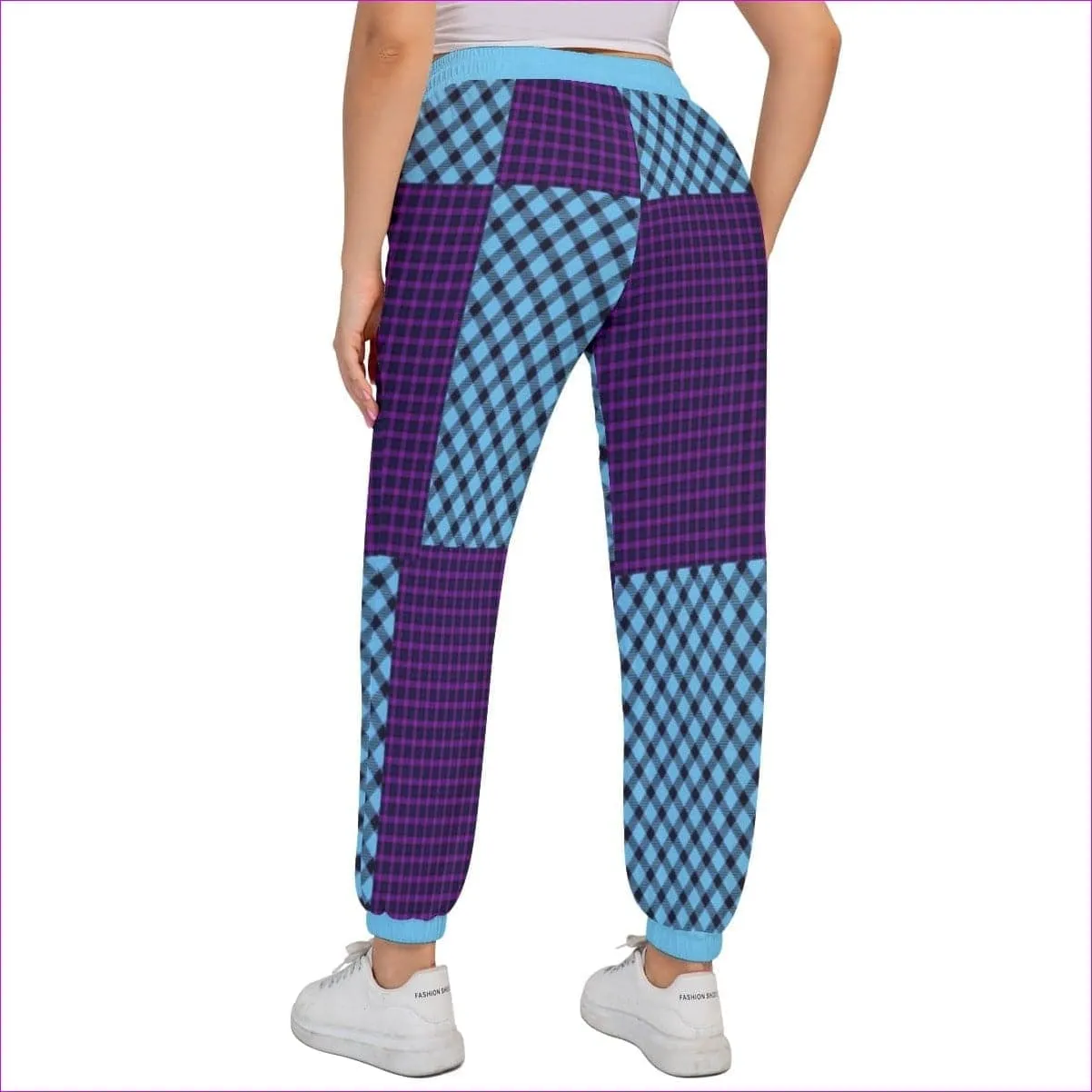 Tartan Women's Sports Trousers With Waist Drawstring Voluptuous ( ) Plus Size