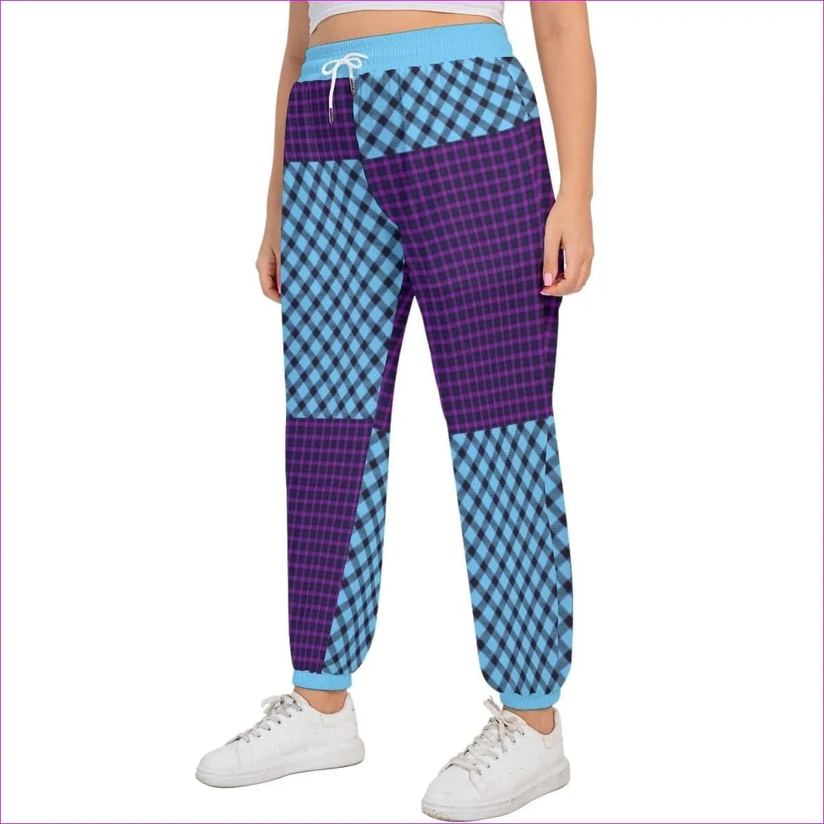 Tartan Women's Sports Trousers With Waist Drawstring Voluptuous ( ) Plus Size