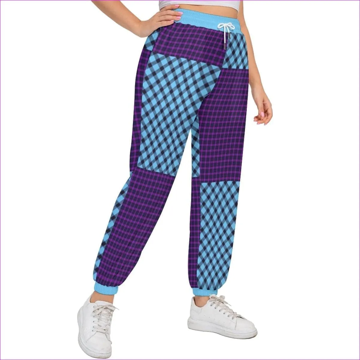 Tartan Women's Sports Trousers With Waist Drawstring Voluptuous ( ) Plus Size