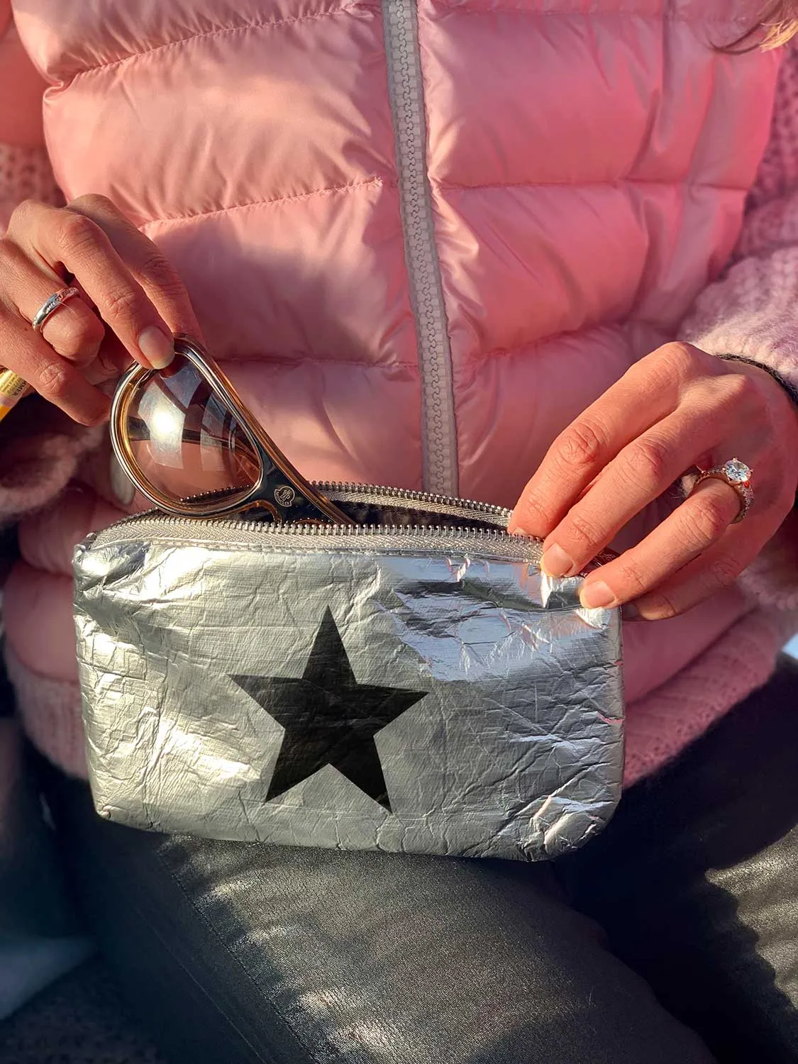 The Weekender Set of Five Travel Bags - Black and Silver with Stars