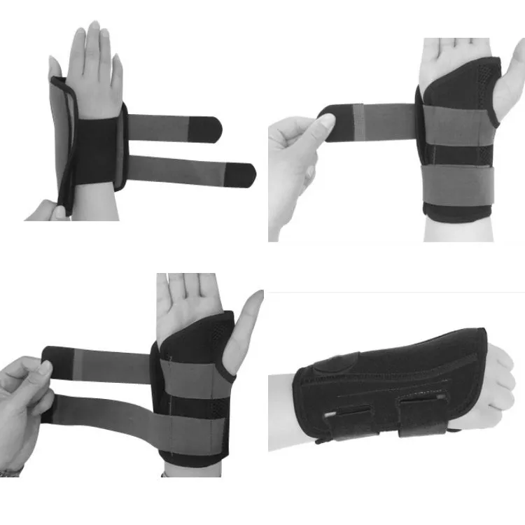 Two-Way Compression Stabilized Support Plate Wrist Brace Fracture Sprain Rehabilitation Wrist Brace, Specification: Right Hand M (Black)