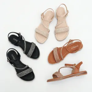 Uniwim Summer beach by the seaside sandals Flat-bottomed Woven Word Roman Sandals