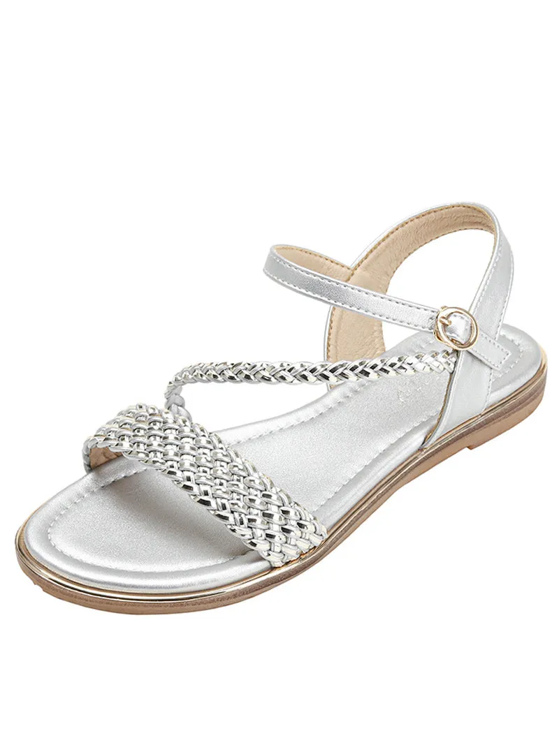 Uniwim Summer beach by the seaside sandals Flat-bottomed Woven Word Roman Sandals