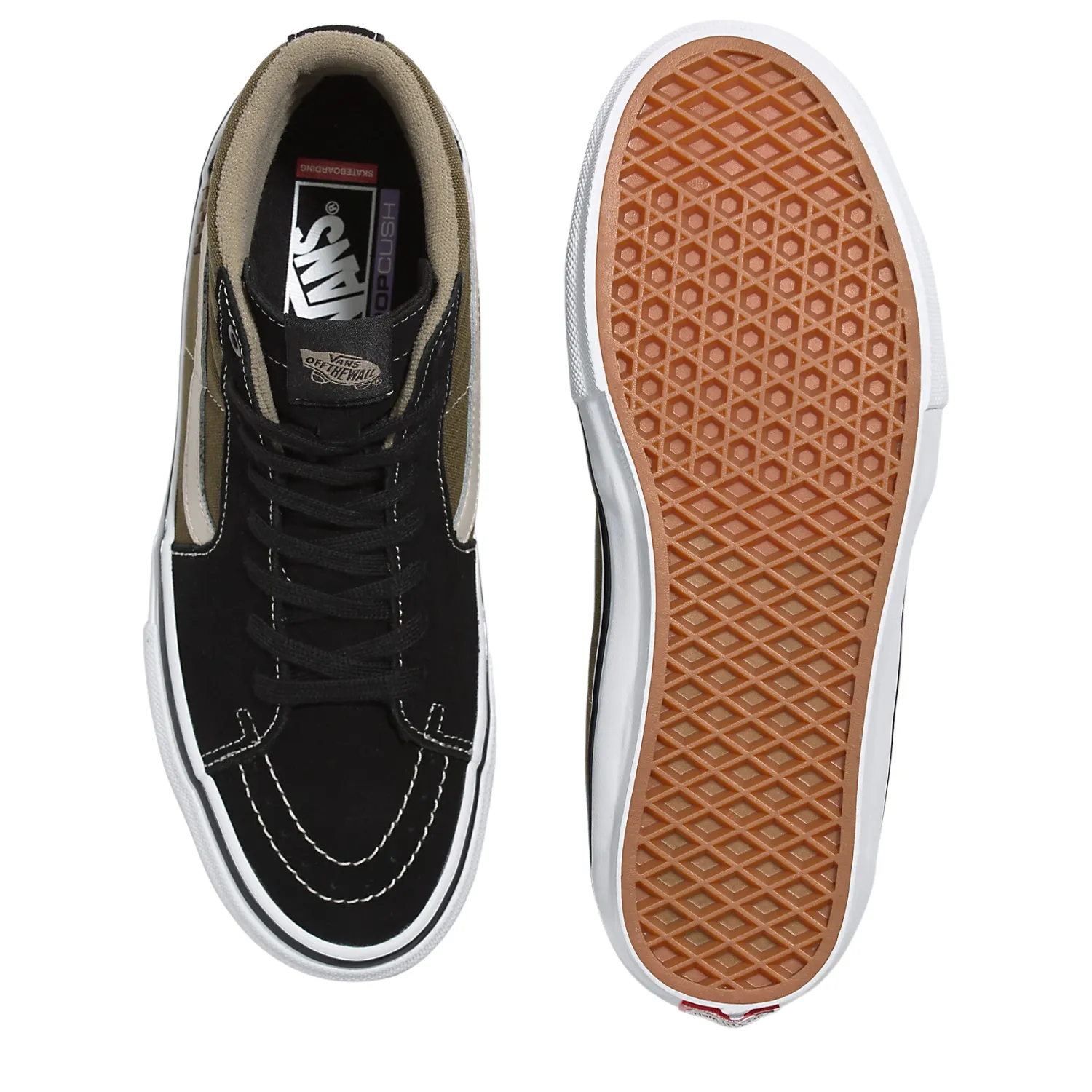 Vans Skate Sk8-Hi Black/Olive - Men's Shoes