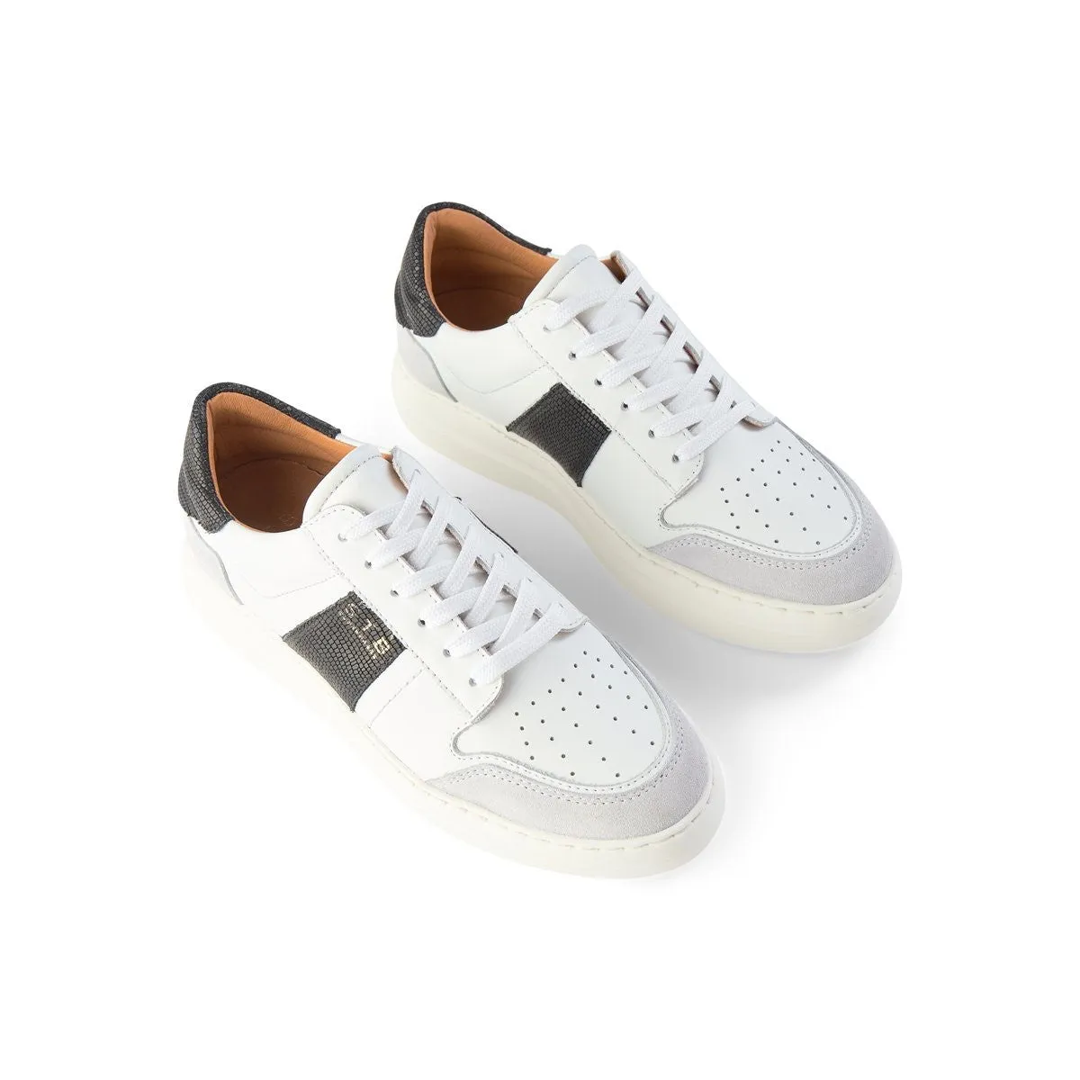 Vinca Leather Sneakers (Black   White)