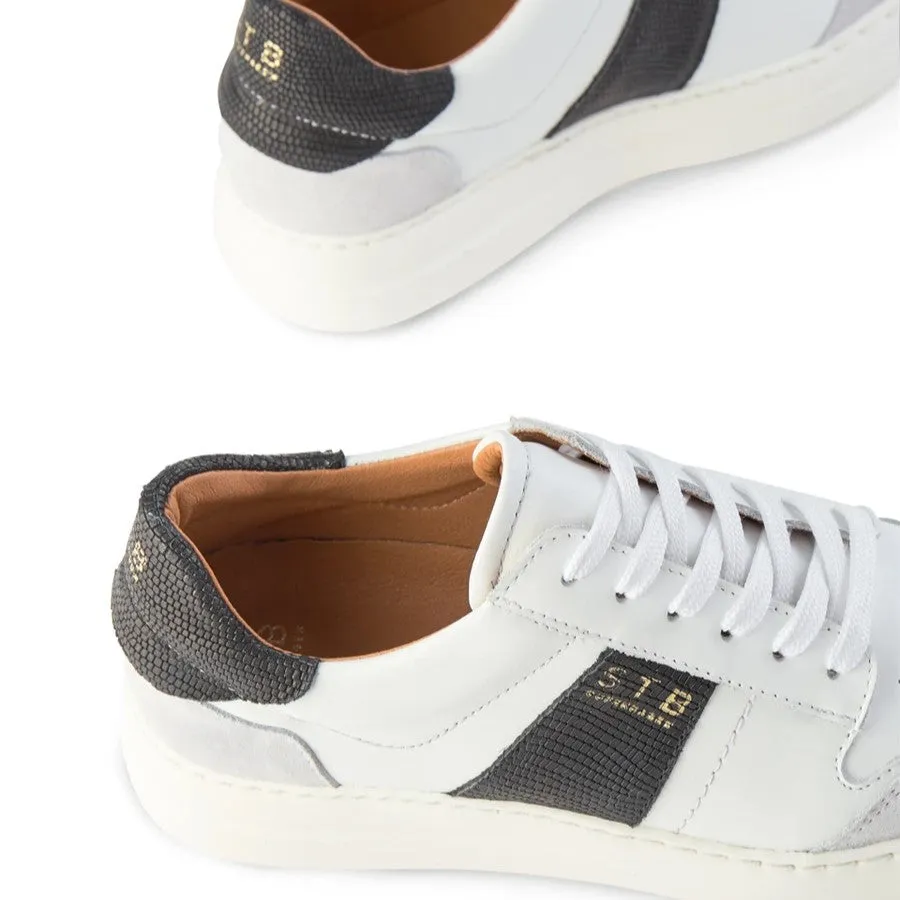 Vinca Leather Sneakers (Black   White)