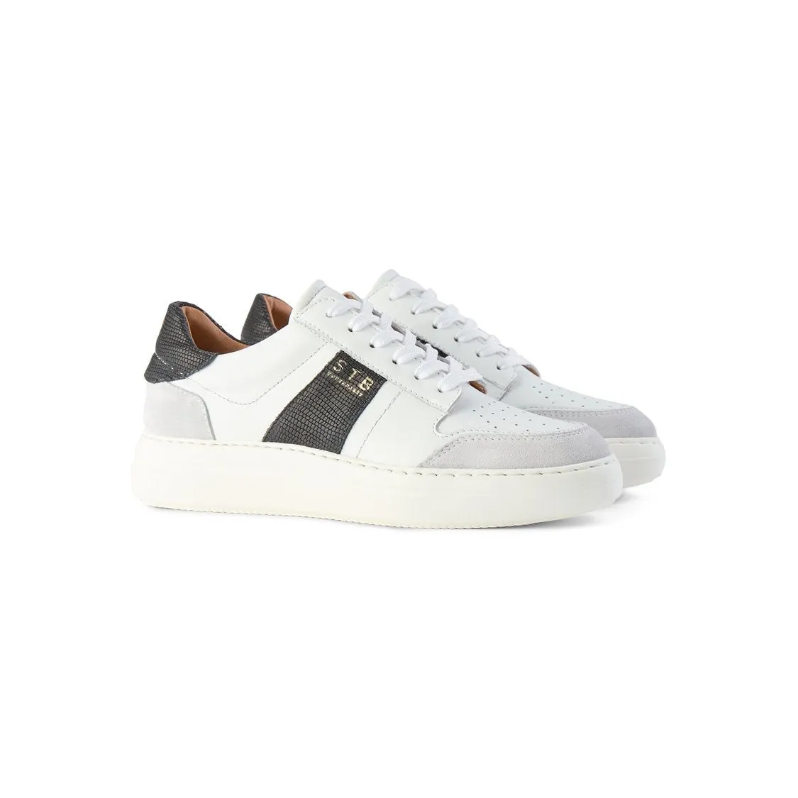 Vinca Leather Sneakers (Black   White)