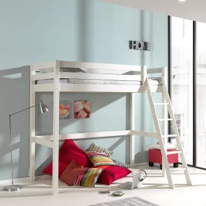 White Single High Sleeper with Slanted Ladder by Vipack Pino