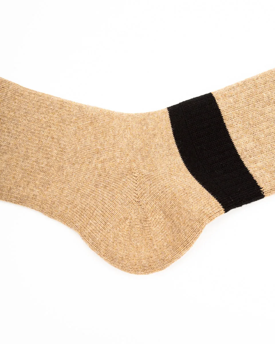 Wide Border BS Fit Boot Socks - Midnight Black x Mud Beige