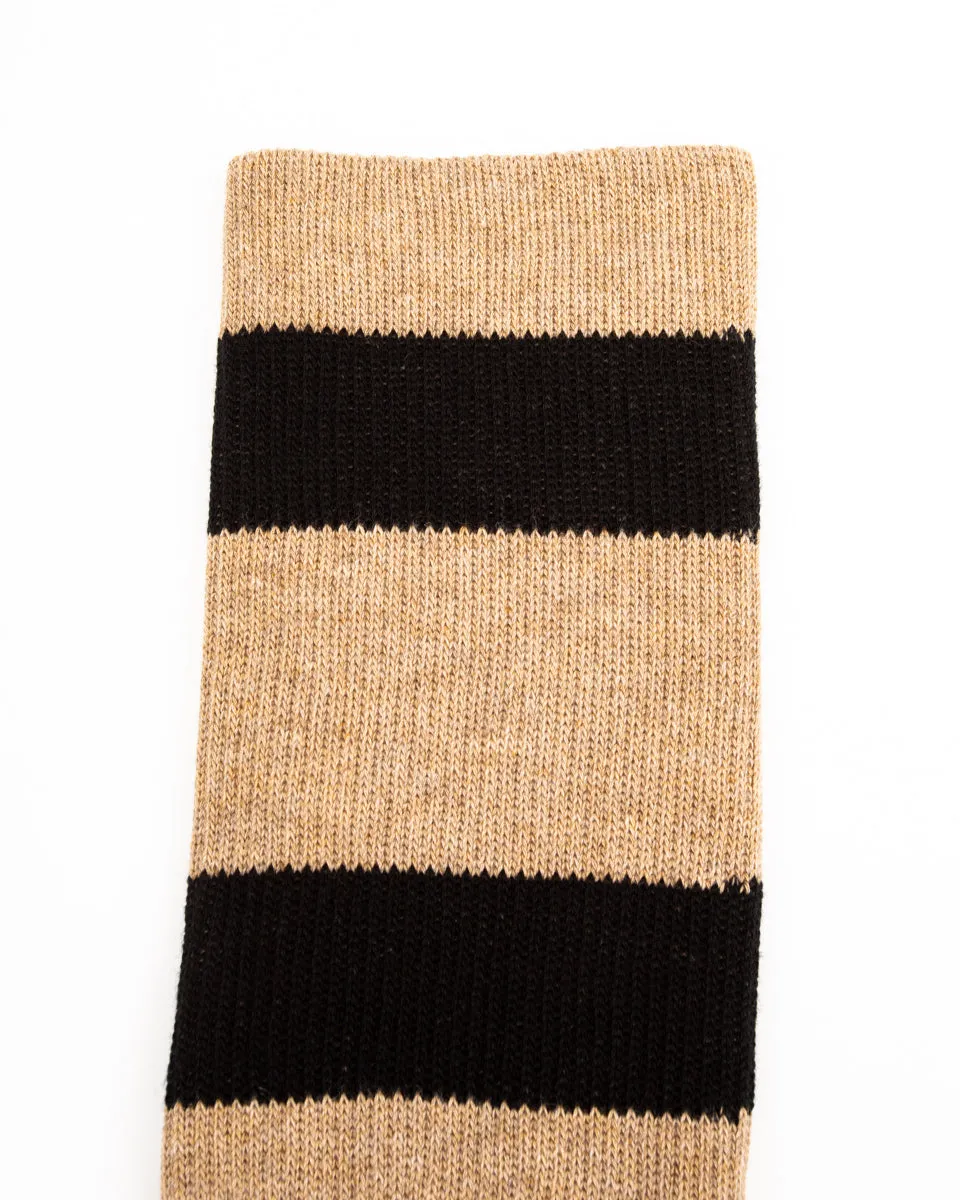 Wide Border BS Fit Boot Socks - Midnight Black x Mud Beige