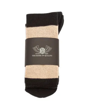 Wide Border BS Fit Boot Socks - Midnight Black x Sand Beige