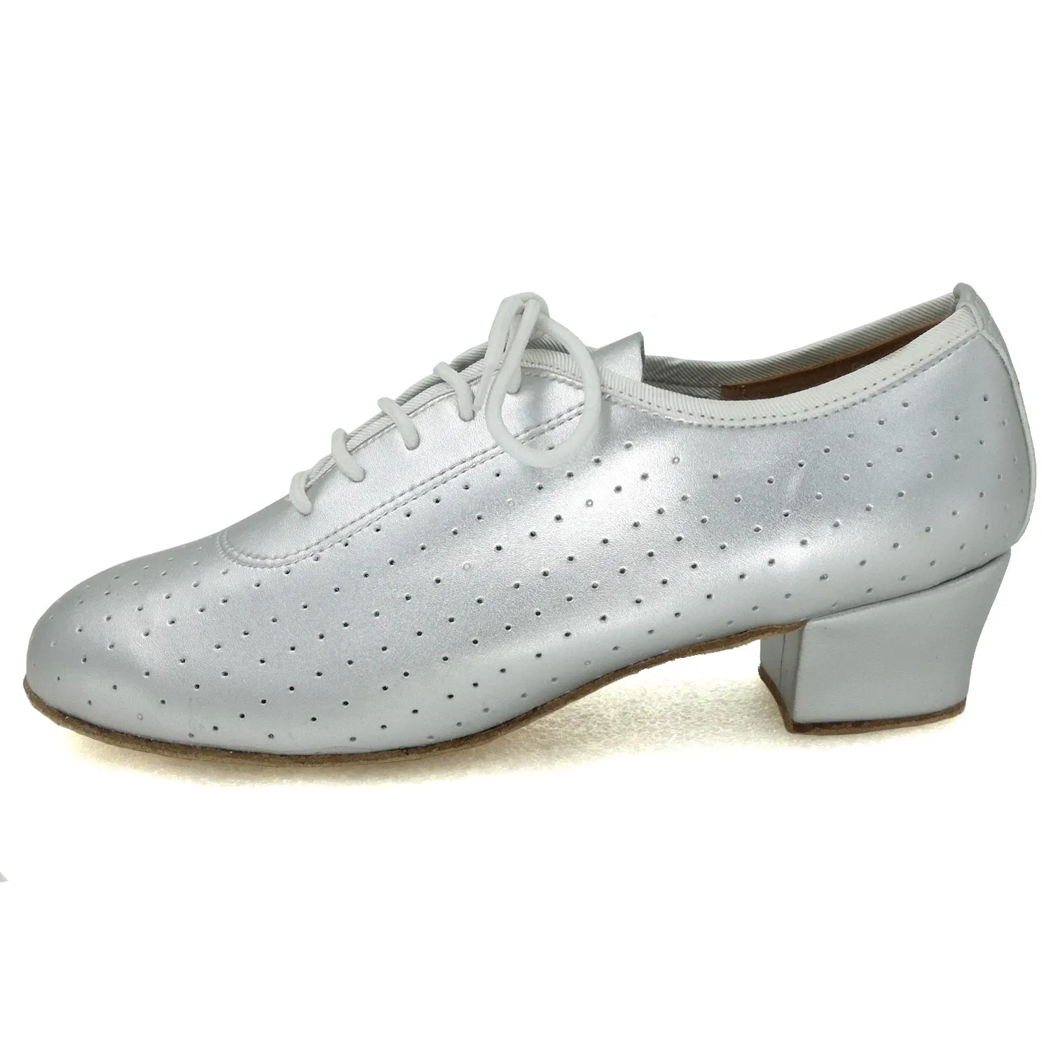 Women Ballroom Dancing Shoes Ladies Tango Latin Practice Dance Shoe Suede Sole Lace-up Closed-toe Silver